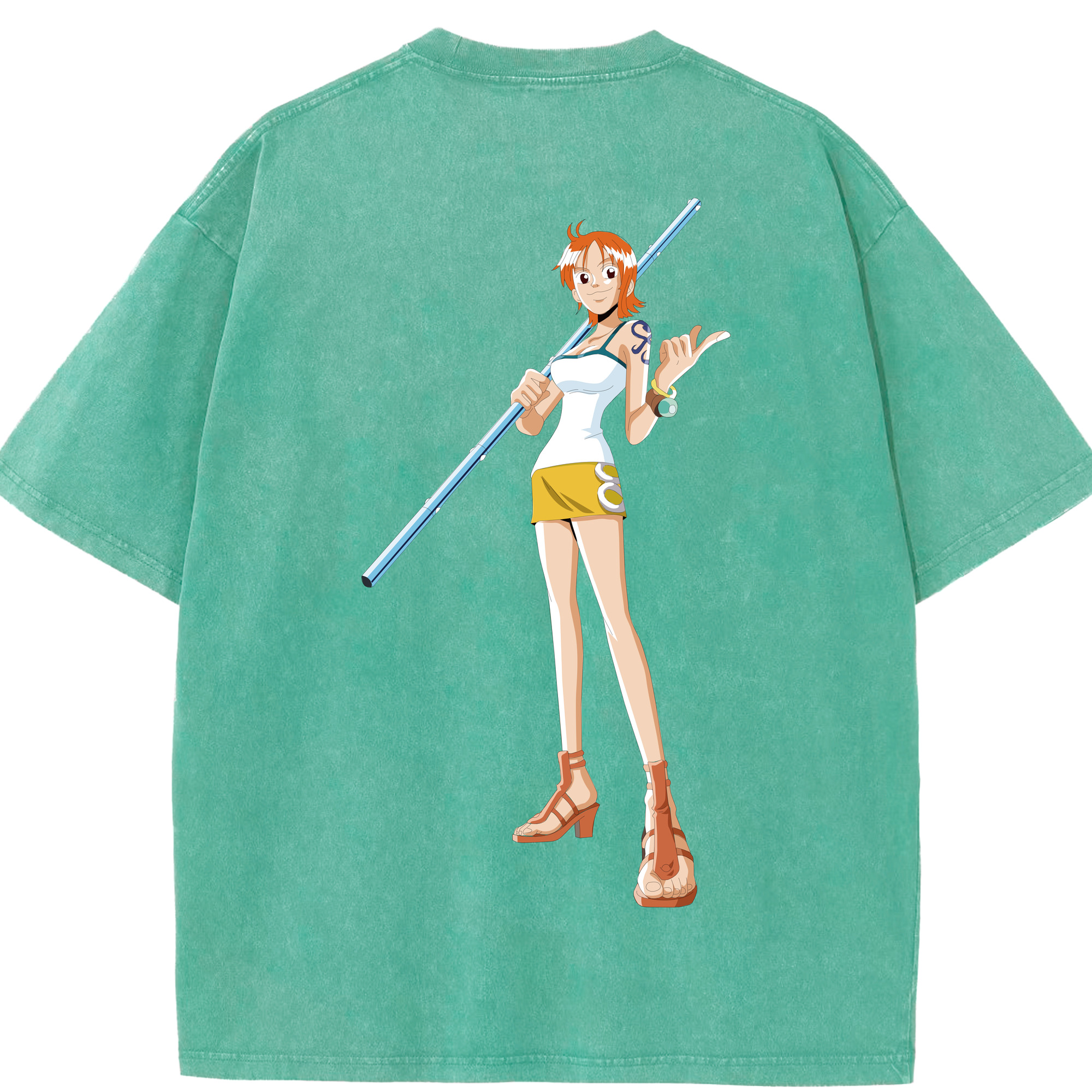 ワンピース ナミ ONE PIECE Nami 綿100% ヴィンテージ風 半袖Tシャツ（背面プリント）
